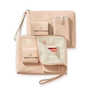 Mark And Graham Leather Tech Clutch, Blush, No monogram. Brand new